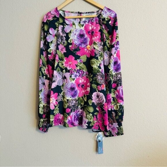 Passport Floral Women's Top - Multicolor Long Sleeve Size Medium - Picture 2 of 8